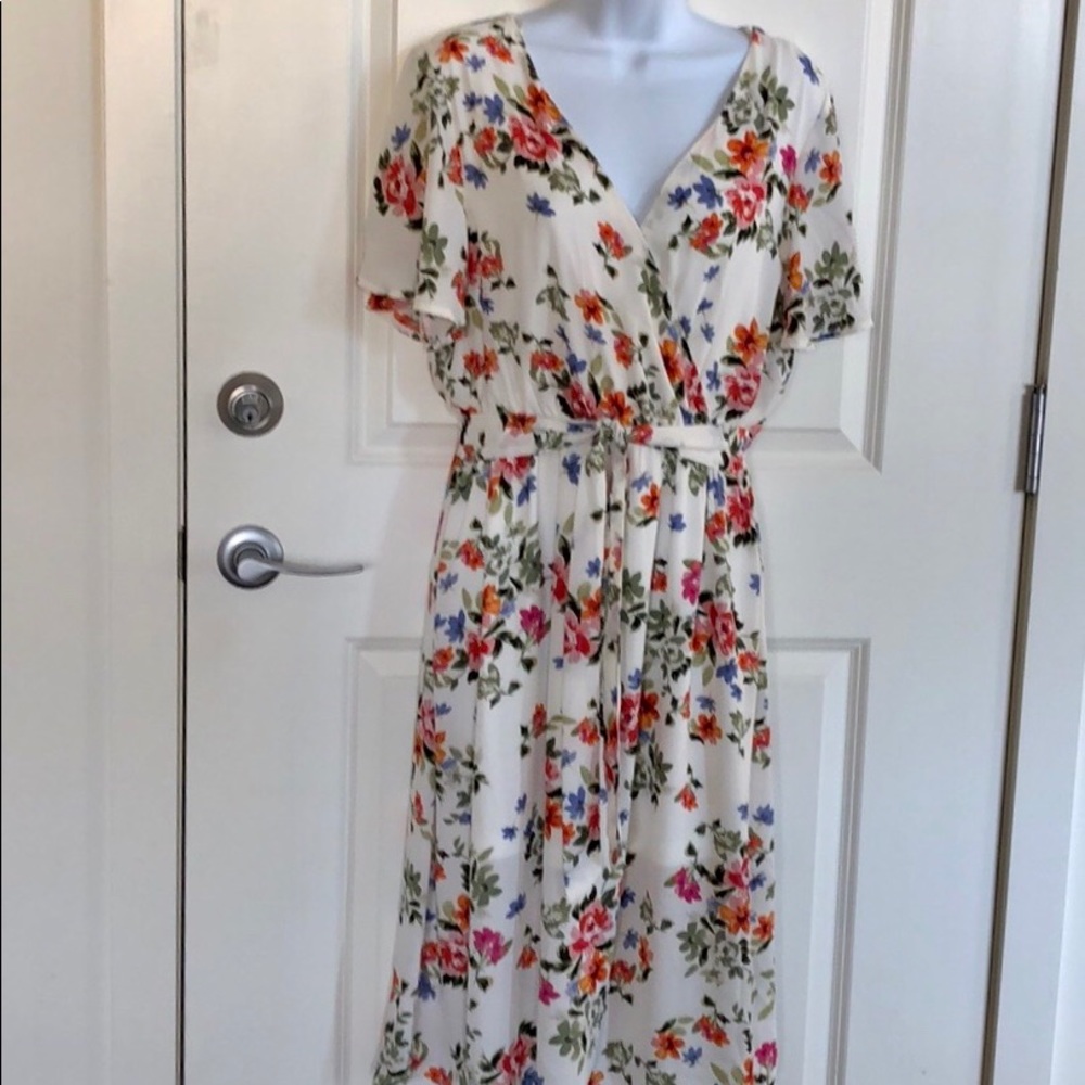 White floral midi dress